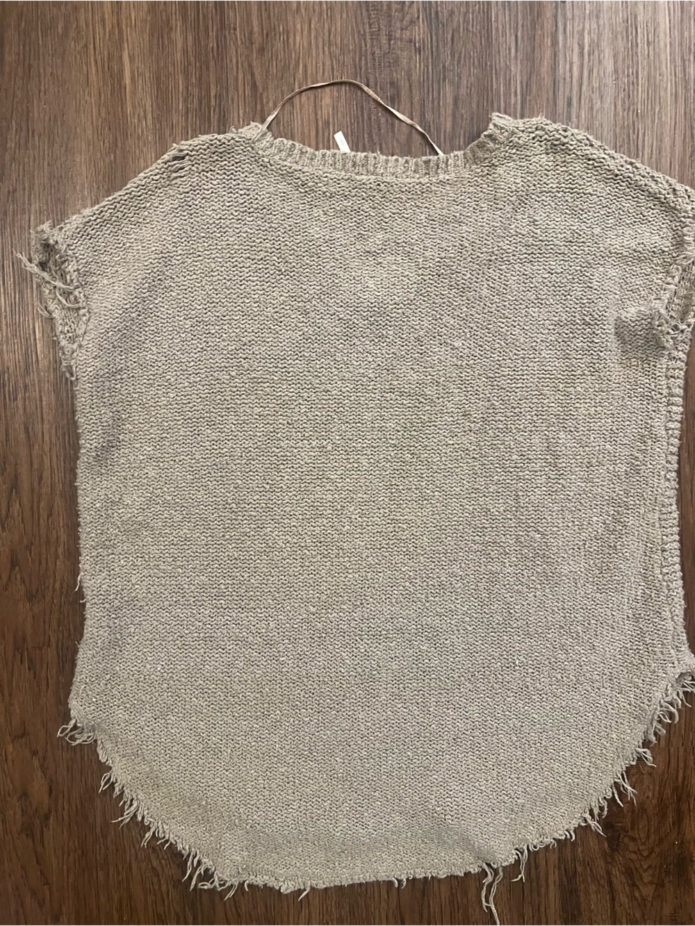 Free People Neutral Beige V-Neck Cable Knit Sweater distressed style - Picture 2 of 5